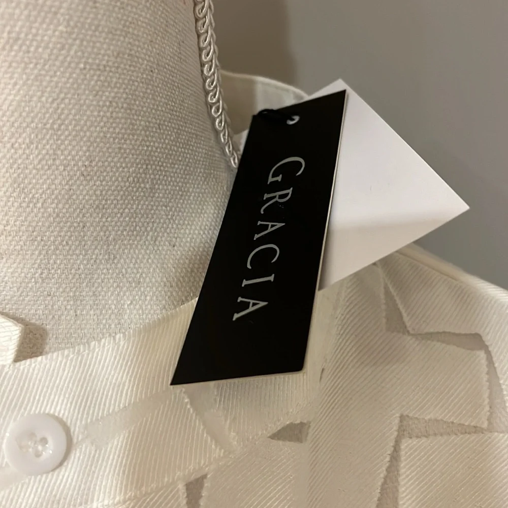 Beautifully made Italian Blouse - semi sheer with amazing puff sleeves size M - Picture 4 of 5